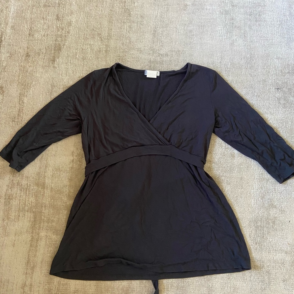 Black Wrap maternity blouse